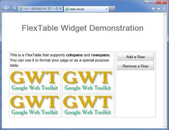 GWT FlexTable小部件