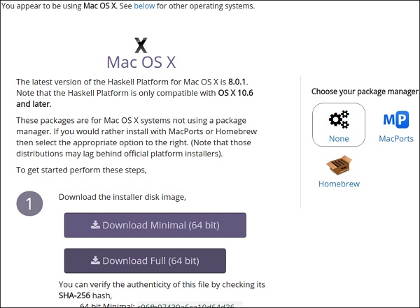 how to download haskell on mac
