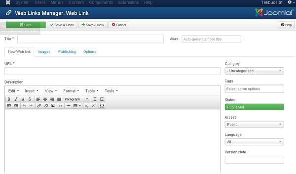 Joomla添加Weblinks